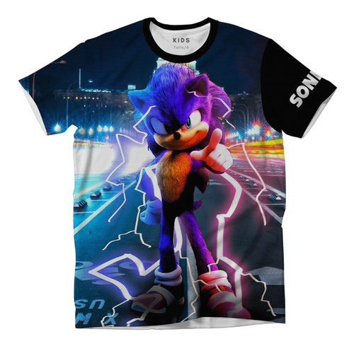 Playera Adulto Sonic Azul Nuevo Tela Spandex Calidad Premium