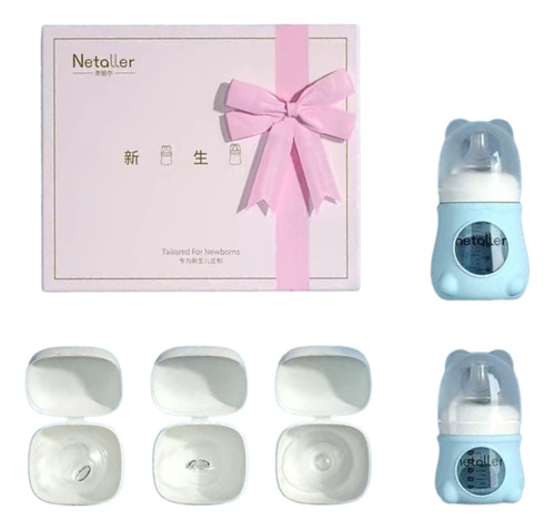 Set 2 Mamaderas Con Protectores 3 Chupetes Caja Lubabycas