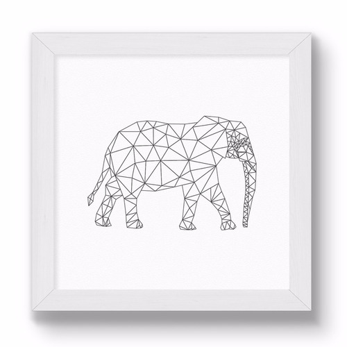 Cuadrito Chato Blanco 20x20  - Origami Elephant