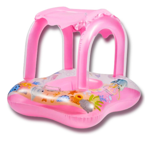 Boia Bebe Com Cobertura Infantil Praia Piscina Club Cor Rosa