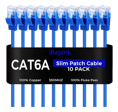 Cables De Conexion Rapink Cat6a De 2 Pies, Paquete De 10,...