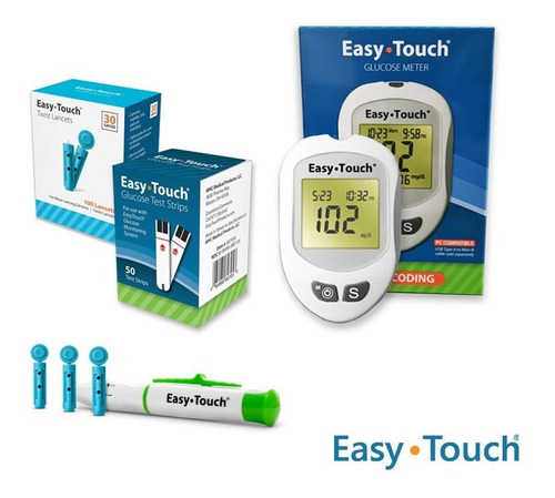 Imagen 1 de 7 de Kit Easy Touch (glucómetro, Tiras, Lancetas, Lancetero)