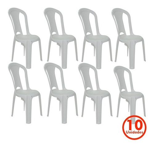 Conjunto 10 Cadeira Plástico Sem Braço Tramontina 154kg