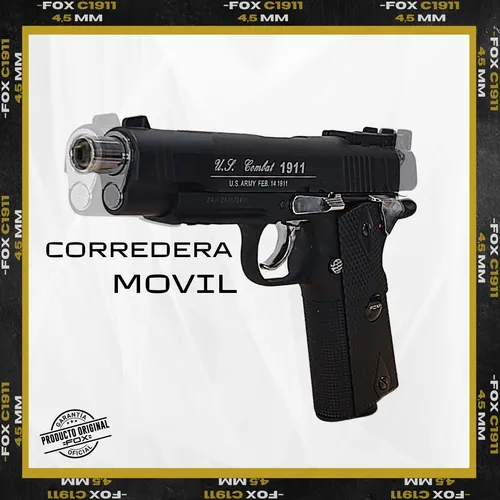 Pistola Fox Metal Slide Combat Colt 1911 Balines Funda 3c.
