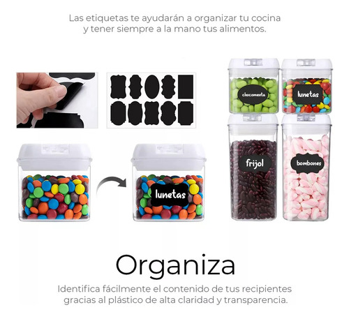 Recipientes Herméticos De Almacenamiento De Cocina Set 7 Pz.