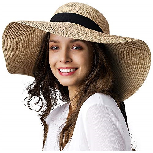 Sombrero De Paja Para Mujer De Ala Ancha Para Playa