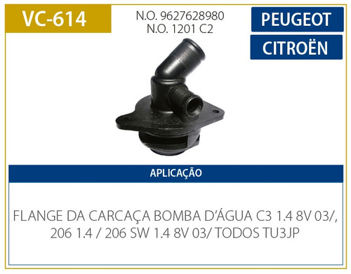 Flange Carcaca Bomba Agua Citroen C3 1.4 8v 03/... Peugeot