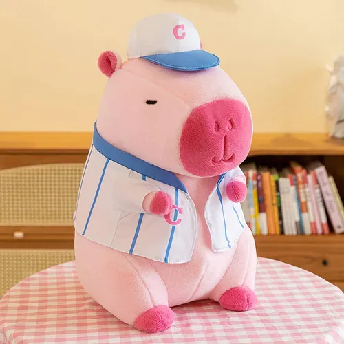Yn Peluche De Capibara Realista Para Decorar 33cm Ropa Rosa