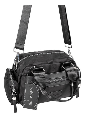 Imagen 2 de 6 de Carteras Bandoleras Mujer Negras Bolsillos Livianas Zaphir