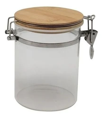 comprar Recipiente Boro 800ml Tapa Madera\u002Fbroche D10x13cm