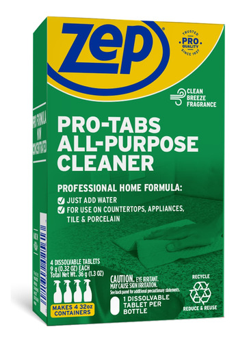 Zep Pro-tabs - Tabletas Solubles De Limpieza Multiusos - 4 T