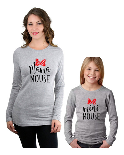 Poleras Manga Largas Mama Y Mini Mouse- Dia De Las Madres