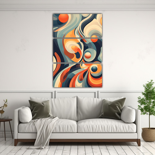 40x60cm Pintura Abstracta Colorida En Tres Canvas Abstractos
