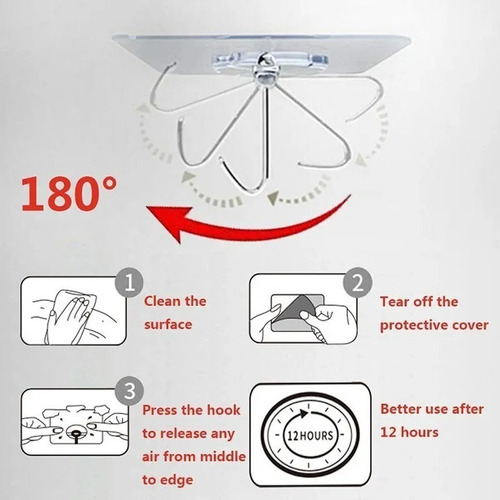 Pack 10 Unidades Gancho Para Pared / Metálico Con Adhesivo