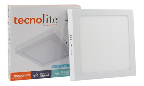 Imagen 1 de 7 de Luminaria Led Cuadrada Tecnolite 18ptlledc65mvb 18w 6500k