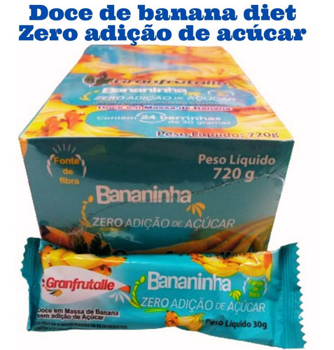 Bananinha Cremosa Zero Açúcar Doce Banana Diet Caixa 24 Uni