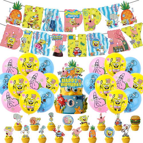 Globos De Cumpleaños Decoración Sponge Bob Fiesta