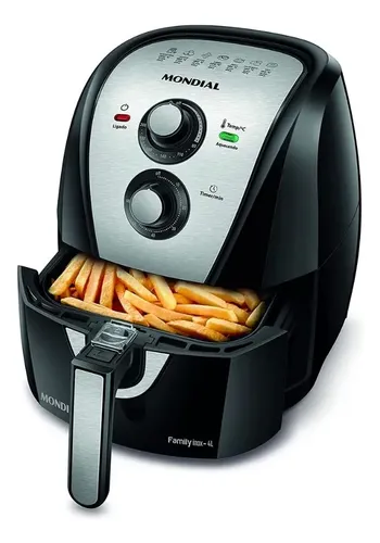 Fritadeira Eletrica Mondial Family Inox 1500w Sem Oleo 4l Preto 2...