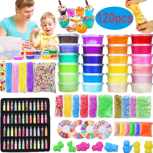 Set Bricolaje Para Hacer Slime 120 Piezas, 24 Colores