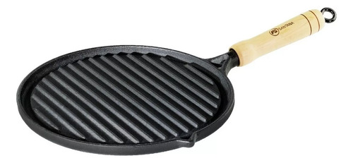 Chapa Ferro Grill 26 Redonda Cabo Madeira Fundição Sant'ana