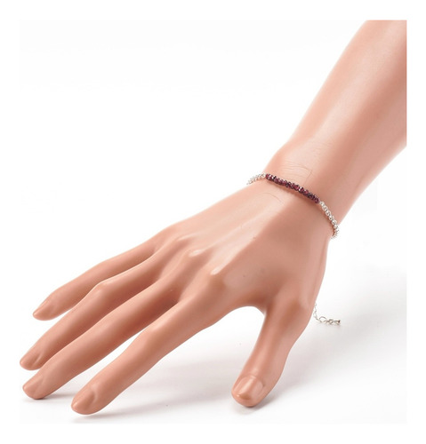 Pulsera Acero Inoxidable Cuencas Granate Natural 6147