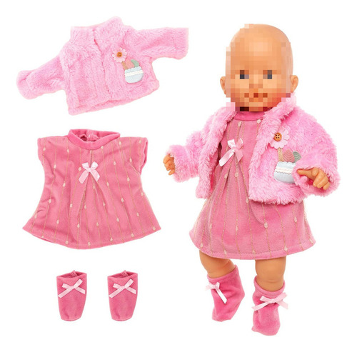 Baby Doll Ropa Cordero Rosa Set De 3 Piezas / 35-40cm Muñeca