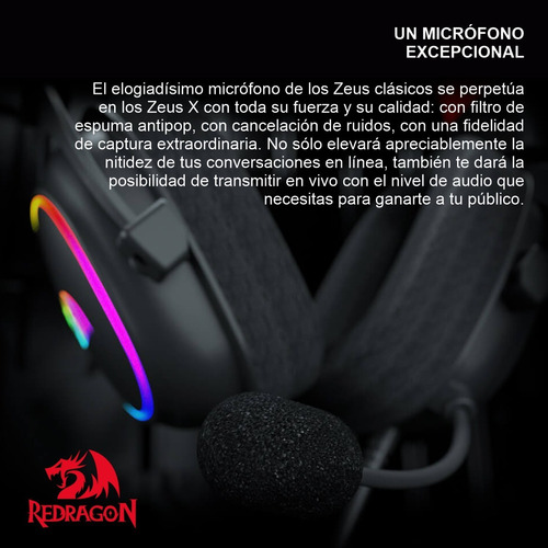 Imagen 3 de 8 de Diadema Gamer 7.1 Redragon H510-rgb Zeus X Con Micrófono