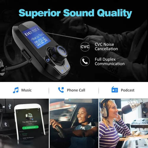 Victsing T26 Bluetooth Fm Transmitter, Wireless Car Kit F...