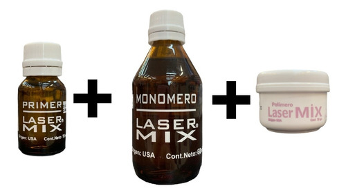 Kit Laser Mix Acrilico Esculpidas Primer + Monomero+polimero