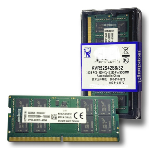 Memoria Ram Para Laptop 32gb Ddr5 5200mhz Pc5-41600 Kingston