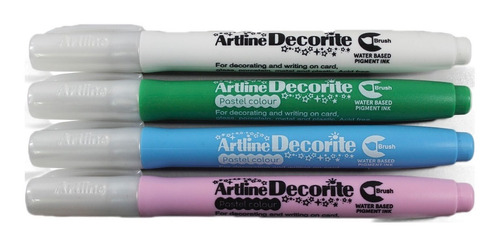 Imagen 1 de 5 de Brush Pen Artline Decorite Set 3  Color Pastel + Blanco