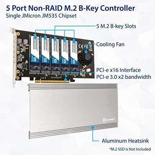 Tarjeta De Expansión Pci-e 3 0 X2 Para 5 Ssd M 2 Sata - Si-