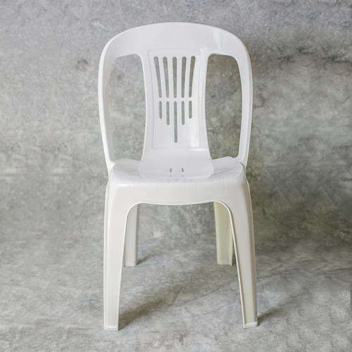 Silla Plástico Pvc Blanca Jardín Patio Exterior Hasta 140kg Color Blanco