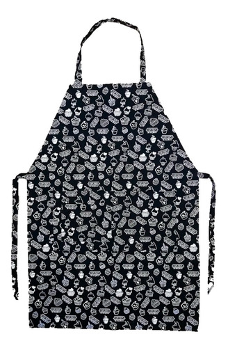 Mandil Chef Estampado Con Bolsas Gabardina 100% Algodón