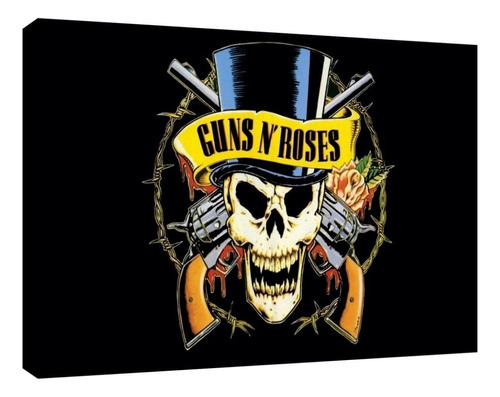 Cuadro Decorativo Canvas Moderno Guns N Roses Dibujo Color Guns N Roses Logo 9 Armazón Natural