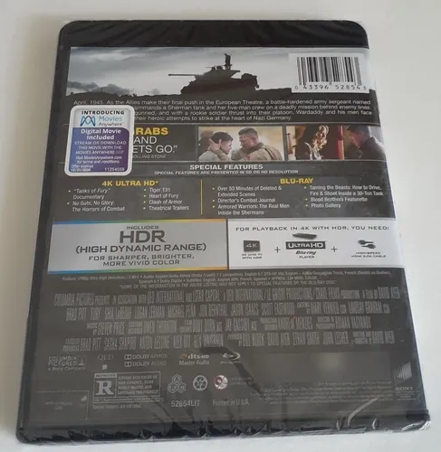 Fury ( Corazones De Hierro ) Blu-ray 4k Ultra Hd Original