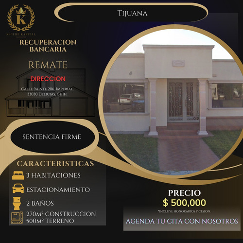 Bonita Casa En Remate Bancario En Las Delicias Chihuahua Excelente Para Inversion Adquierela Con Un 65% De Descuento Sk15