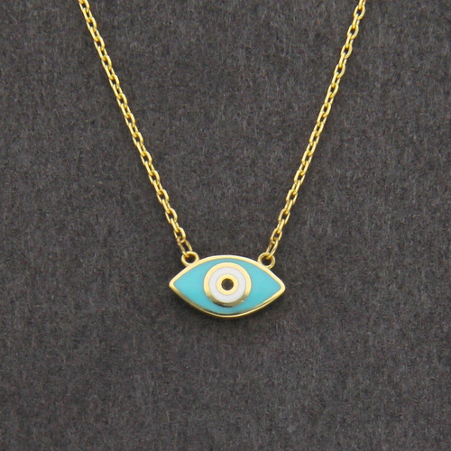 Imagen 3 de 4 de Collar De Oro Amarillo 14k, Motivo Ojo Turco, 2.0 Gramos.