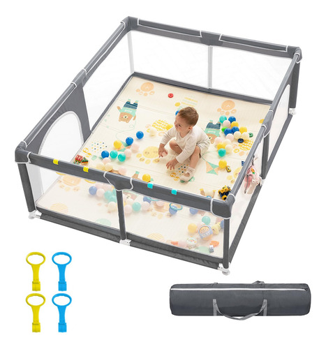 Corralito Para Bebés, 71 X 59 Pulgadas Resistente Con Malla