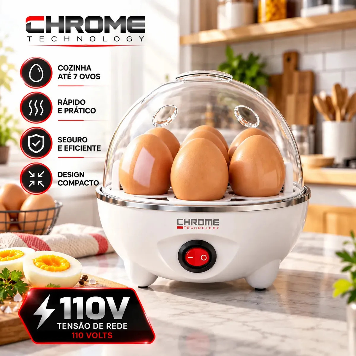 Cozedor De Ovos Automático Panela A Vapor Elétrica Legumes Elétrica Portátil Prático Rápido 7 Ovos Em 5min
