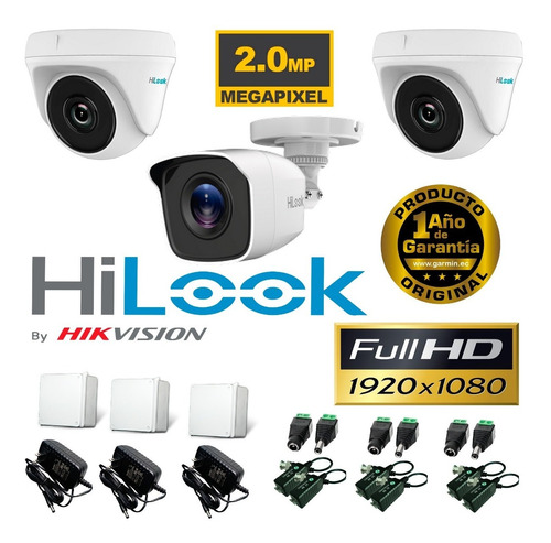 3 Camara Bala Hilook 1080p Con Accesorios Y Cable 