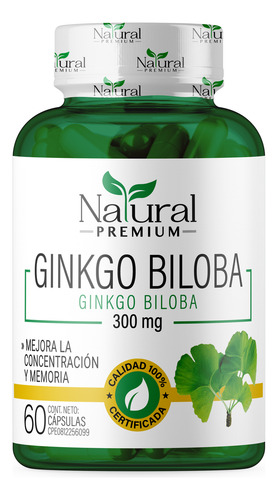 Ginkgo Biloba 300 Mg 60 Cápsulas Natural Premium