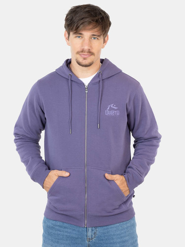 Poleron Destroyed Full Zip Morado Hombre Rusty