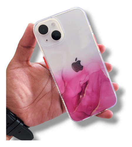 Funda Arte Pintura Degradado Bicolor Para iPhone 14 + Mica