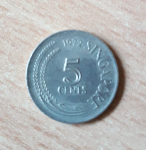 Singapur 5 Cents 1972 Km#2 Moneda Dollar Cuproníquel