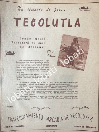 Cartel De Colonia Arcadia De Tecolutla, Veracruz Dic 1953 19