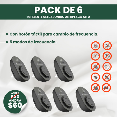 Repelente Ultrasonido Alfa- Panel Tactil- 5 Tipos Frecuencia