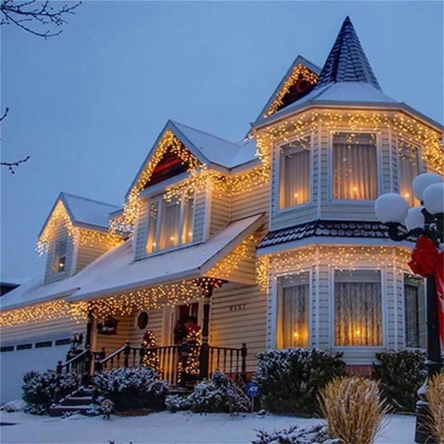 Imagen 2 de 9 de Cortina Luces Lluvia 100 Led 3 Mts Navidad Efectos Eventos