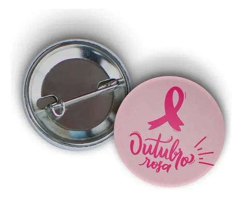 100 Pin Boton Broche Laço Novo Campanha Outubro Rosa 3,5cm | Frete grátis