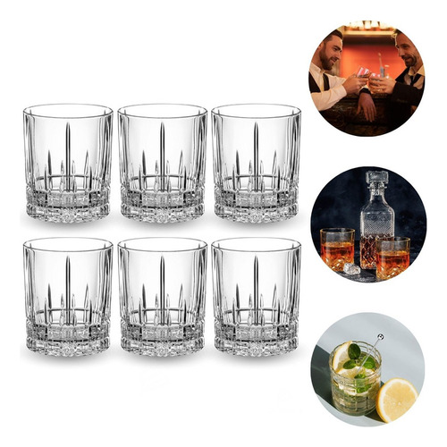 Juego De Vasos X6 Whisky Vidrio Grabado De Alta Calidad